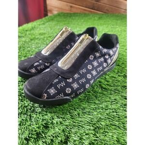 The Bradford Exchange Shoes Womens Size 8 Black PW Floral Zip Canvas Sneakers